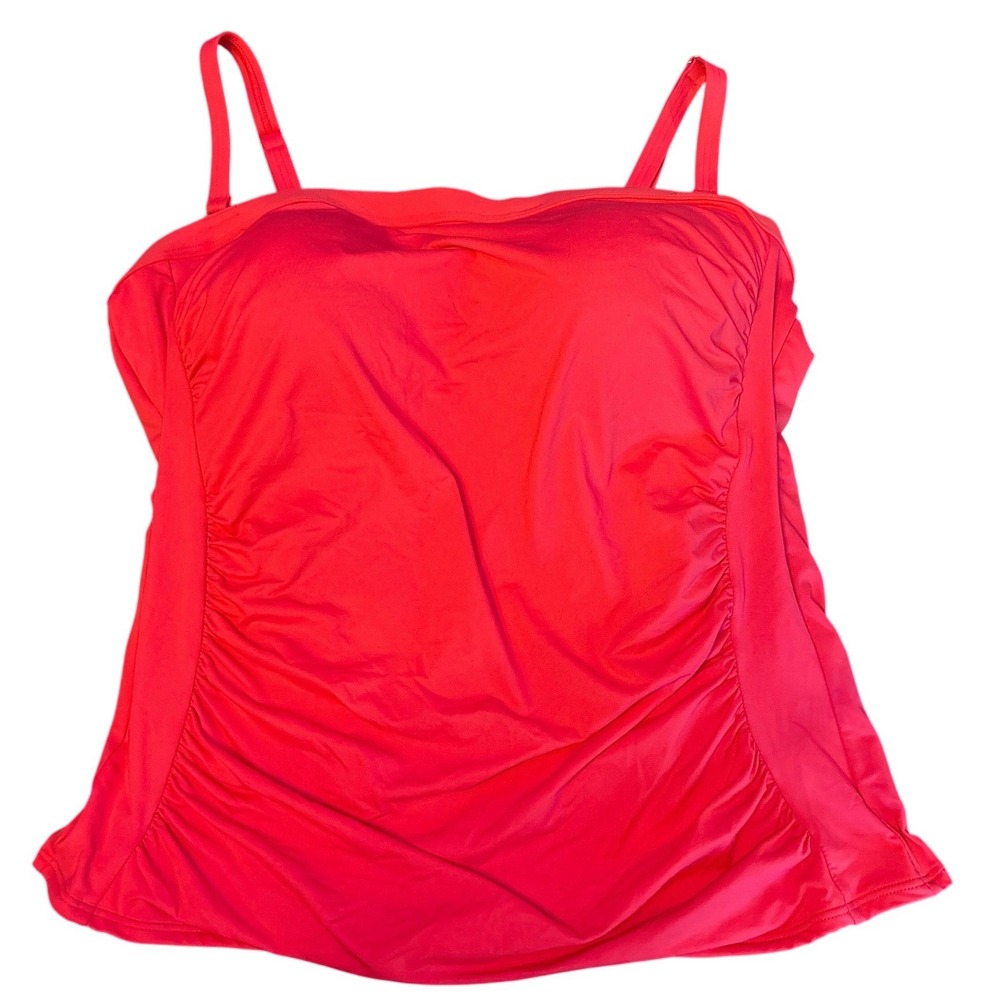 NEW Lands' End Plus Size Pink Tankini Swim Top Padded Cups Adjustable Straps, 18